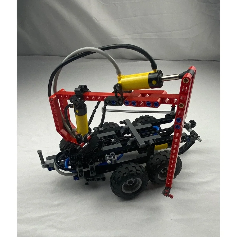 Vintage LEGO Technic Pneumatic Crane Truck Chassis Red Black Yellow 8460 8431